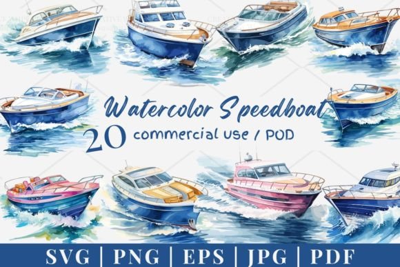 20 Speedboat Vector, SVG, PNG 958: Creative Graphics for Versatile Design Projects