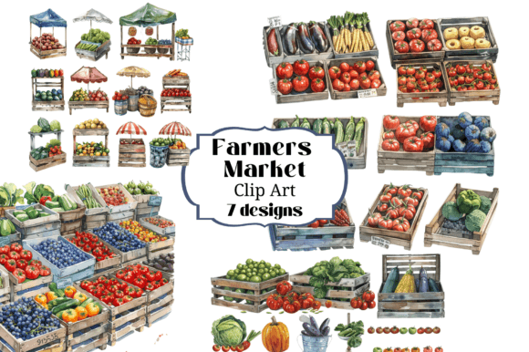25 Watercolor Farmer's Market Clipart: A Versatile Digital Resource for Creative Paper Crafts