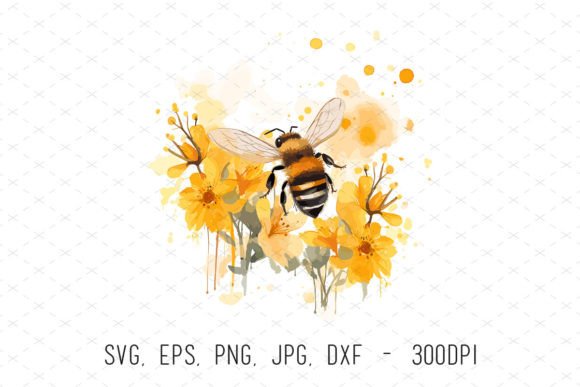 Bee on Flowers Watercolor Spring Clipart: A Versatile Design Resource for Creative Projects