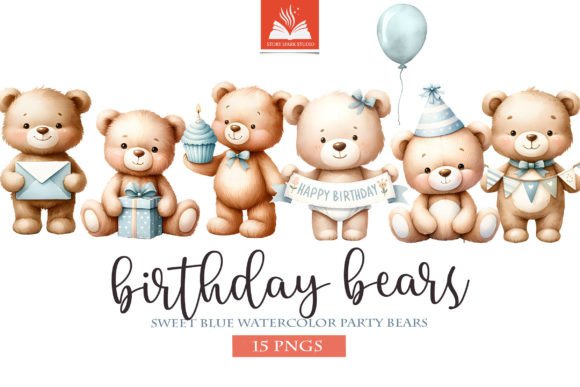 Birthday Bear Clip Art in Blue: Your Go-To Design Resource for Kids’ Parties and Creative Projects