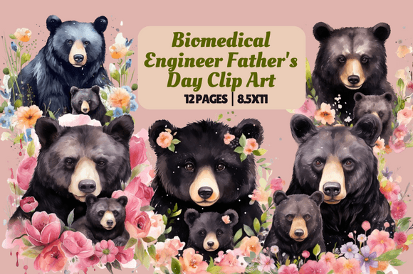 Black Bear Mother's Day Clipart: A Versatile Design Resource for Creative Projects