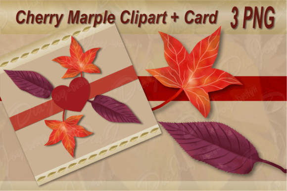 Cherry and Red Marple Leaf Clip-Art Set: A Versatile Design Tool for Autumn Projects