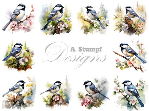 Coal Tit Bird Clipart Watercolor Set: A Versatile Choice for Creative Projects