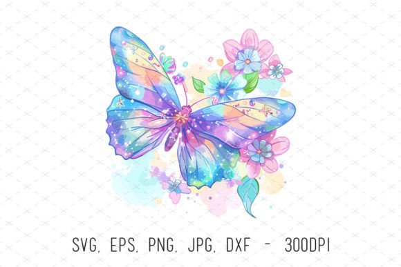 Colorful Glitter Butterfly Clipart SVG for Creative Design Projects