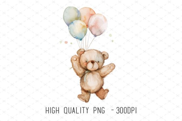 Cute Pastel Teddy Bear Nursery Clipart for Creative Projects