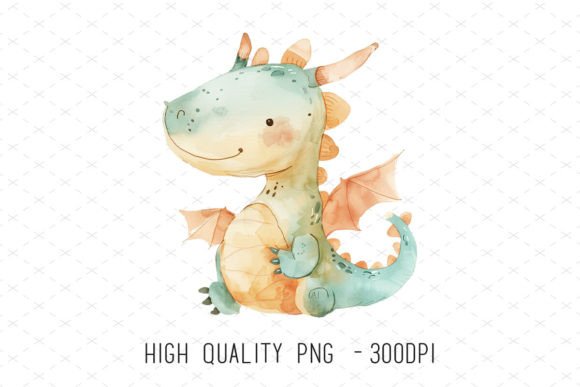 Cute Watercolor Dragon Nursery Clipart – A Versatile Design Resource for Creative Projects