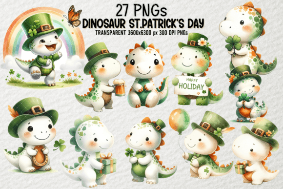 Dinosaur St. Patrick’s Day Clipart – Creative Possibilities for Print, Crafts, and More