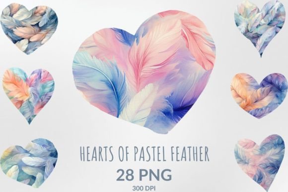 Discover the Serene Beauty of Watercolor Hearts of Pastel Feather Designs