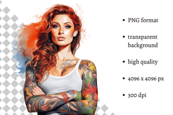 Embrace Creativity with Stunning Tattooed Woman Clipart