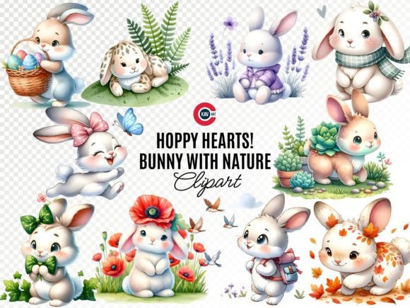 Embrace Springtime Joy with Wishmecle’s Cute Bunny Watercolor Clipart Bundle