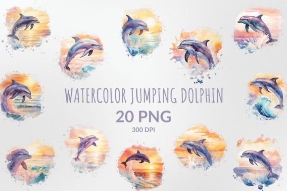 Embracing Oceanic Joy: The Art of Watercolor Jumping Dolphin Sublimation