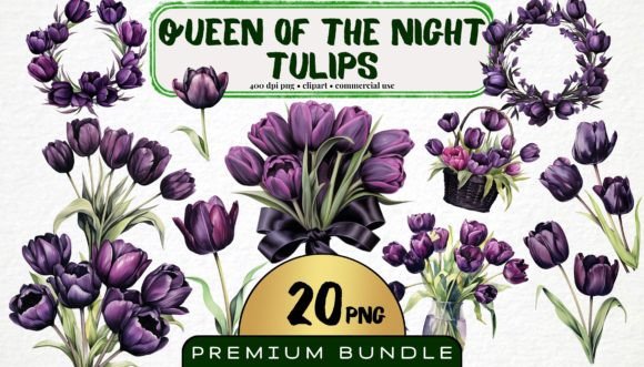 Enhance Your Creative Projects with the Black Tulip Clipart Bundle Watercolor