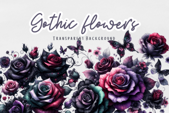 Gothic Flowers Dark Floral Clipart: A Versatile Design Resource for Creatives