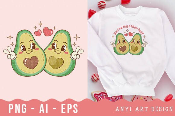 Retro Avocados Valentine's Sublimation: A Creative Resource for Diverse Projects