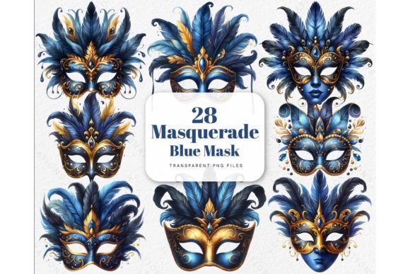 Venetian Masquerade Blue Mask Cliparts: Elegance Meets Creativity for Your Carnival Projects