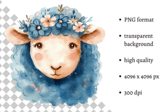 Watercolor Blue Easter Sheep Clipart: A Design Asset for Spring Projects