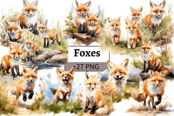 Watercolor Foxes Clipart Bundle: Creative Inspiration for Every Project