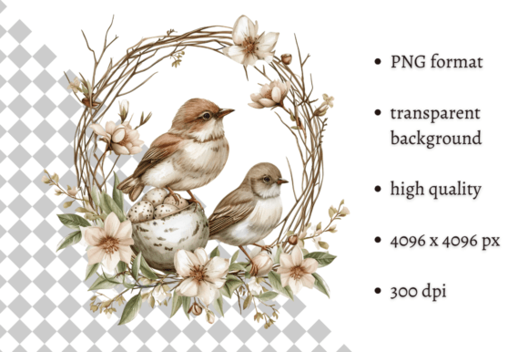Watercolor Spring Birds for Easter Designs