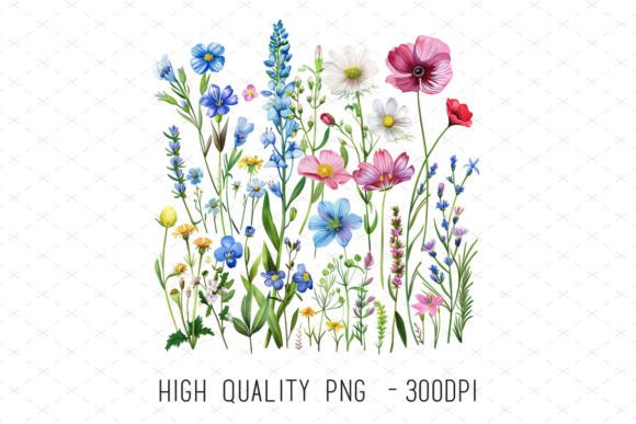 Wildflowers Watercolor Botanical Clipart: Creative Tools for Versatile Design
